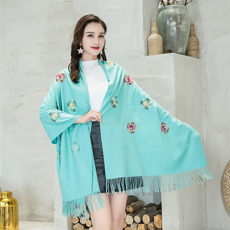 Новинка 2019! Новый женский кашемировый шарф с вышивкой Национальный двойного