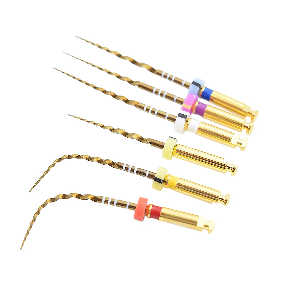 Стоматологические золотые гибкие эндодонтические роторные напильники тепловая