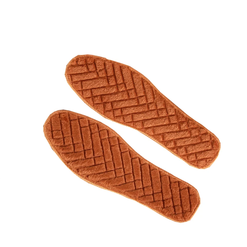 Keep Warm Heated  Velvet Thermal Insoles Thicken Soft Breathable Winter Wmbossed Sport Shoes Insert For Man Woman Boots Pad Sole