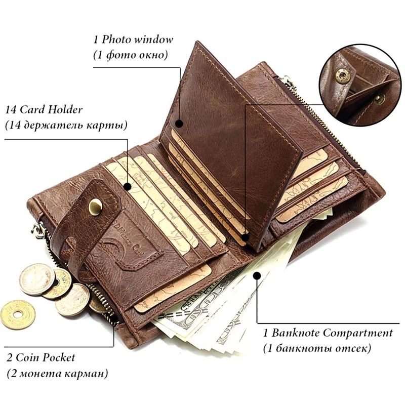 

New Gzcz Genuine Leather Women Short Style Wallet New Design Vintage Purse Hasp Walet Zipper Purses Card Holder