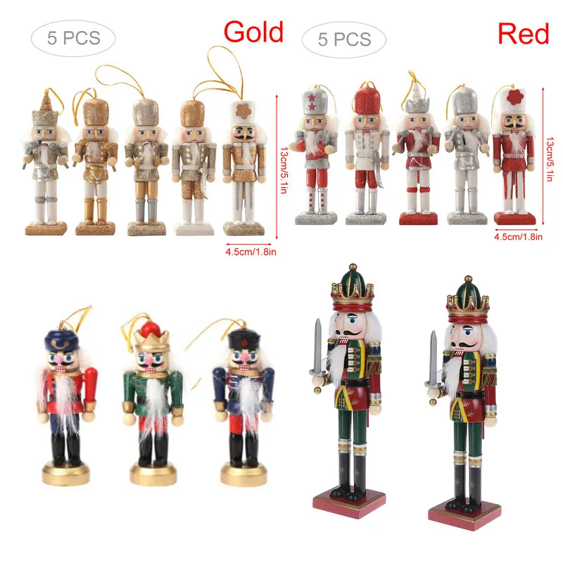 

1/5pcs Wooden Nutcracker Solider Figures Model Puppet Doll Toy Home Decor