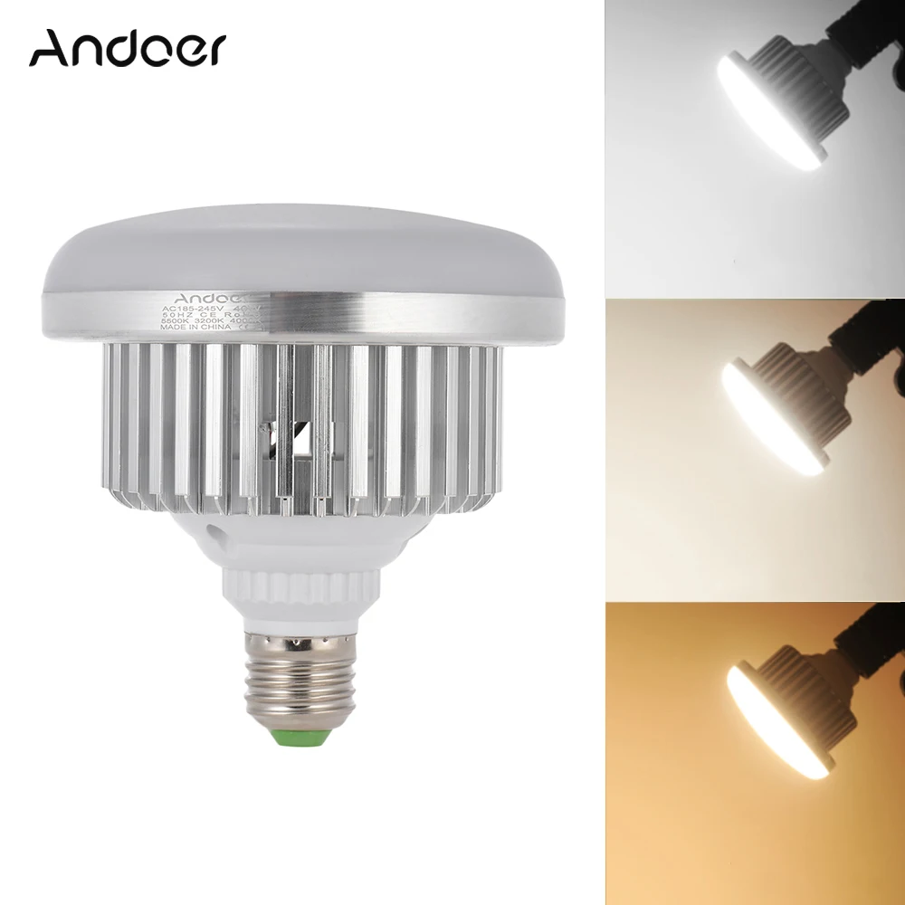 

Andoer E27 40W Energy Saving LED Bulb Lamp 5500K 3200K 4000K Adjustable Color Temperature Studio Photo Video Light