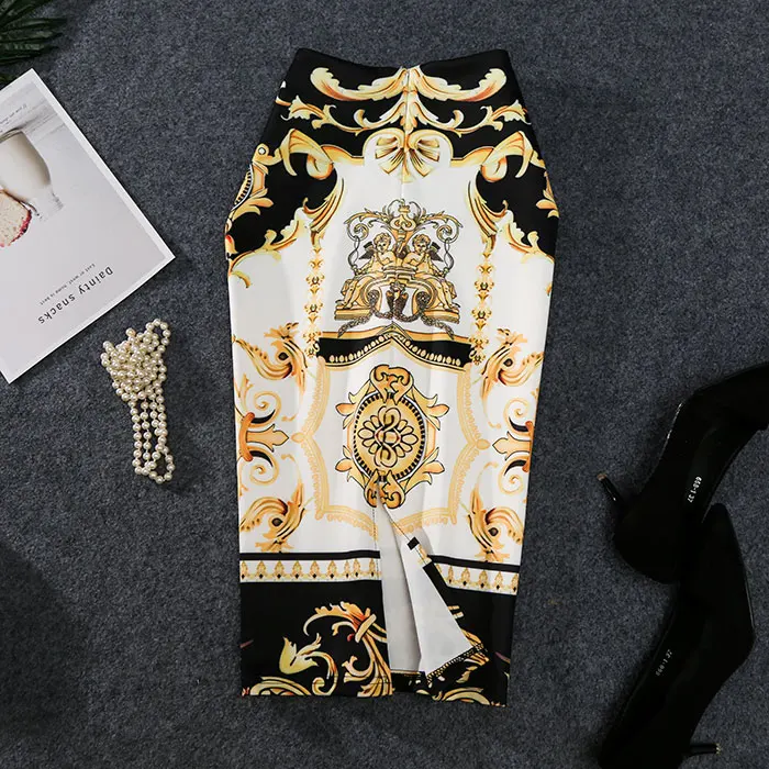 Женская юбка-карандаш средней длины с принтом | одежда