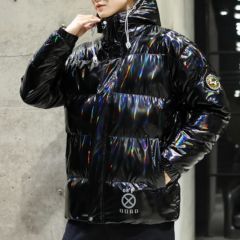 Down jacket men winter new collection 90% white duck down coat warm wear hooded jacket windbreaker  shiny fabric high quality