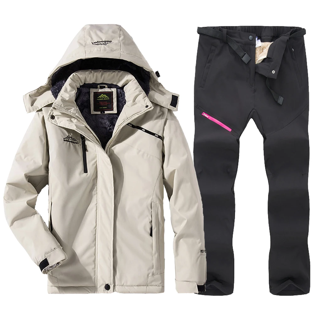 

New Women's Ski Suit Warm Windproof Waterproof Fleece Jacket Pants Outdoor Women's Winter Suit Snow Skiing Snowboard Jacket Sets