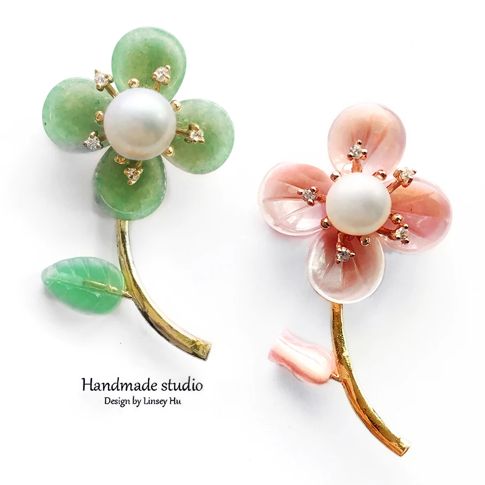 Женские броши в виде лотоса CCijiNG из пресноводного жемчуга ювелирные изделия для