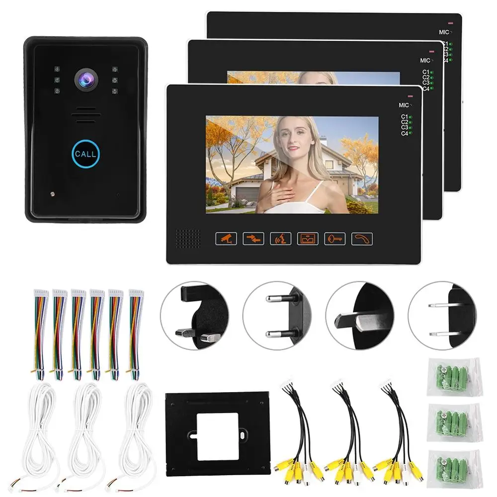 9 дюймов проводной видеодомофон дверной звонок Система доступа Домашняя