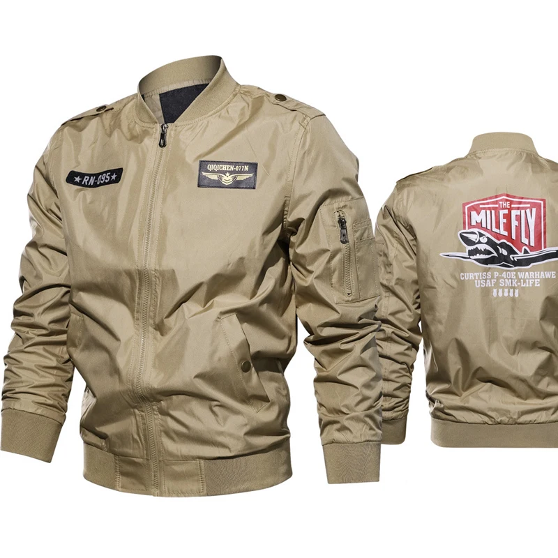 Куртка-бомбер мужская с вышивкой велосипедная верхняя одежда ветровка пилот 6XL