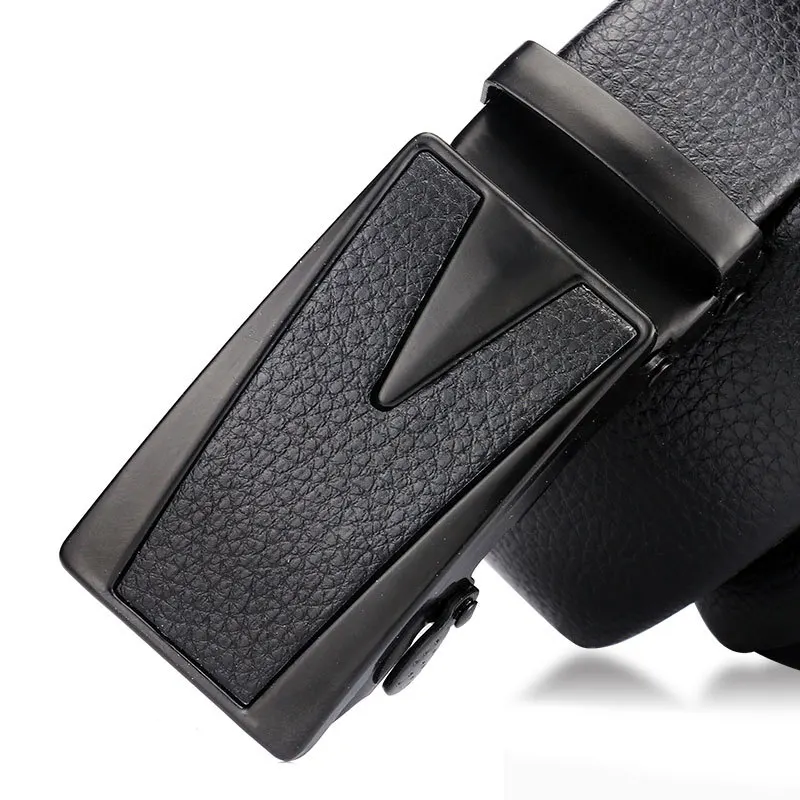 Мужской ремень с автоматической пряжкой Черный Простой для молодых людей