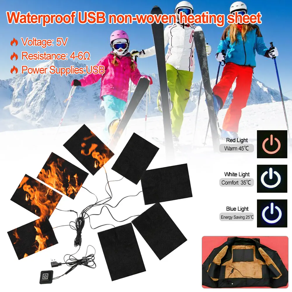 

Winter Warm USB Electric Cloth Heater Pad Outdoor Sport Electric Vest Heating Waist Jacket USB Thermal Heated Pad Body Warmer