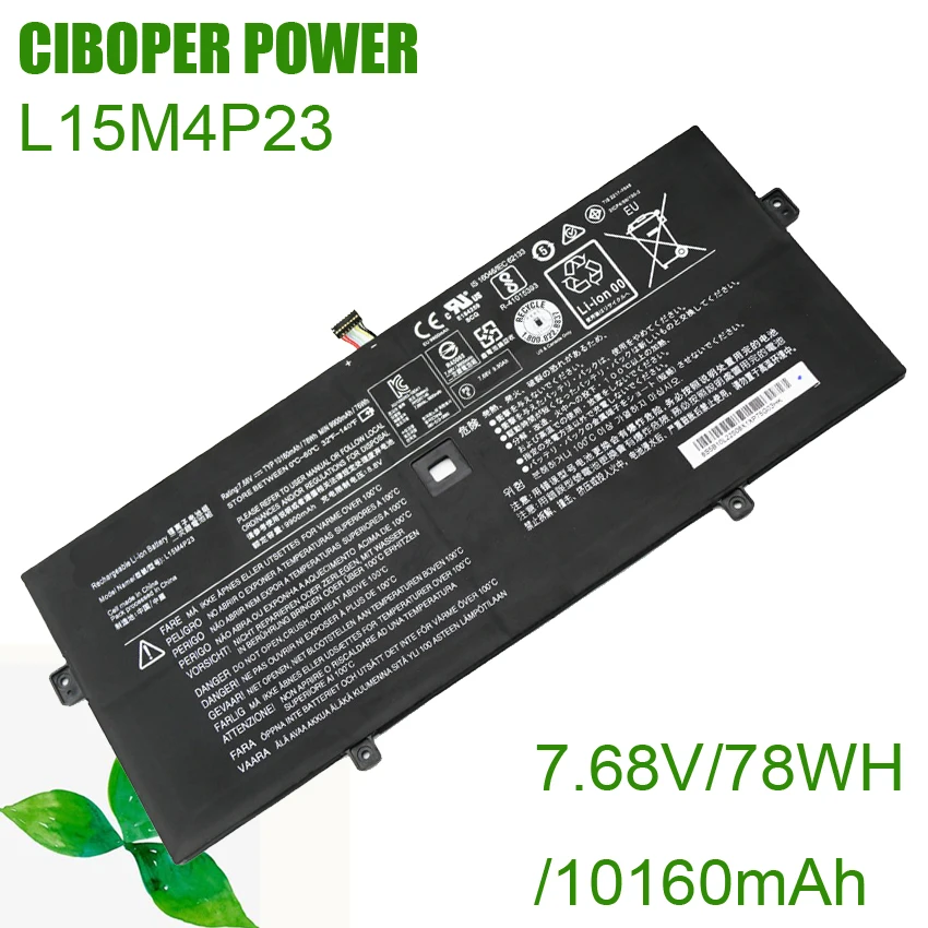 CP Laptop Battery L15M4P23 7.68V/78WH/10160mAh L15M4P21 L15C4P22 For Yoga 910-13IKB,Yoga 910 13 80VF,Yoga 5 Pro(512G) L15C4P21