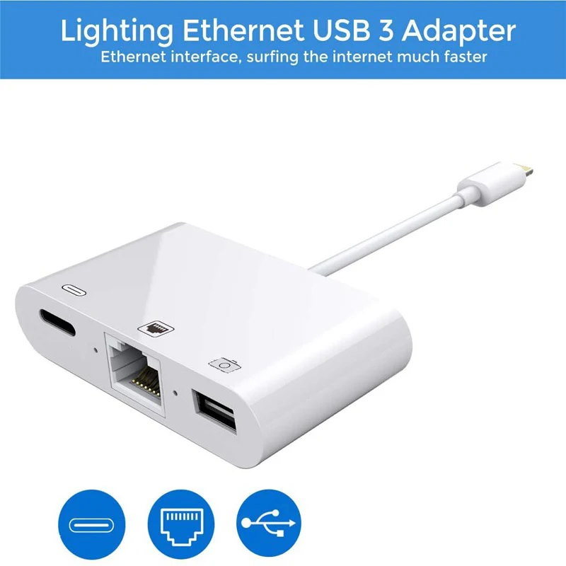 Адаптер кабеля RJ45 для Lightning/RJ45 Ethernet USB iphone hub адаптер iPhone XR/XS/8/7 iPad к адаптеру