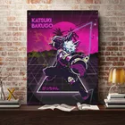 Плакат Katsuki Bakugo BNHA с ретроволнами, холст, настенное художественное украшение, принты для гостиной, детской комнаты, дома, спальни, декоративная живопись