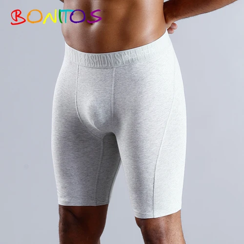 B7 Grey BONITOS, Длинные боксеры, шорты, трусы, мужское нижнее белье, мужские боксеры, мужское нижнее белье, натуральный хлопок, удобные, мягкие, Топ бренд, высокое качество - Color: B7 Grey