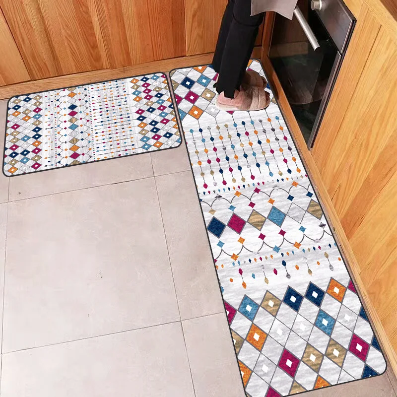 

Geometric Ethnic Style Kitchen Mat Anti-slip Modern Area Rugs Living Room Bathroom Carpet Doormat Hallway Geometric Bath Mat