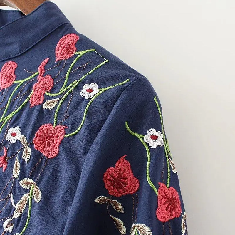 

2020 Spring Embroidery Women Plus Size Shirt Cotton Long Sleeve Casual Big Size Loose Tops Blouses Female Large Size Long Shirt