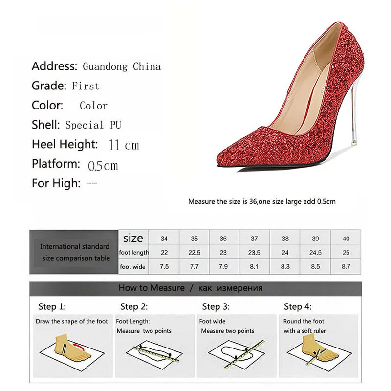 

Mclubgirl Sexy Nightclub Women's Shoes Metal Heel Shallow Mouth Pointed Thin Heeled Sequin Large Size Single Shoes WZ-18085-2