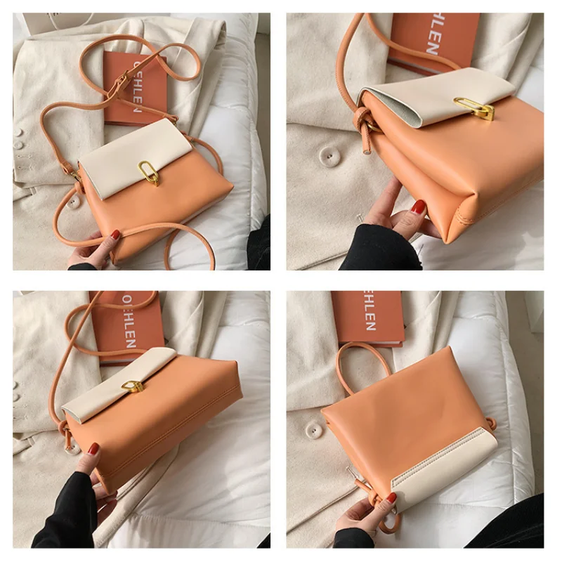 

Classic Leather Crossbody Bags Women Large-capacity Patchwork Fashion Bucket Bags Shoulder Messenger Handbag 2021