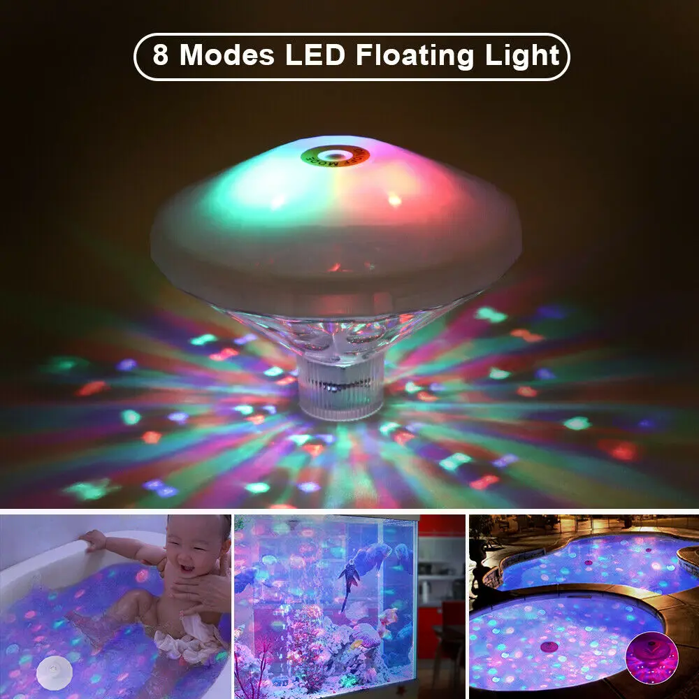 

Waterproof Floating Underwater Light With 8 Color RGB Changing LED Floating Lights Swimming Pool Accessories Garden Light