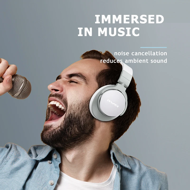 awei a710bl anc noise cancelling headphones handfree bluetooth compatible wireless hifi bass headsets with mic for iphone huawei free global shipping