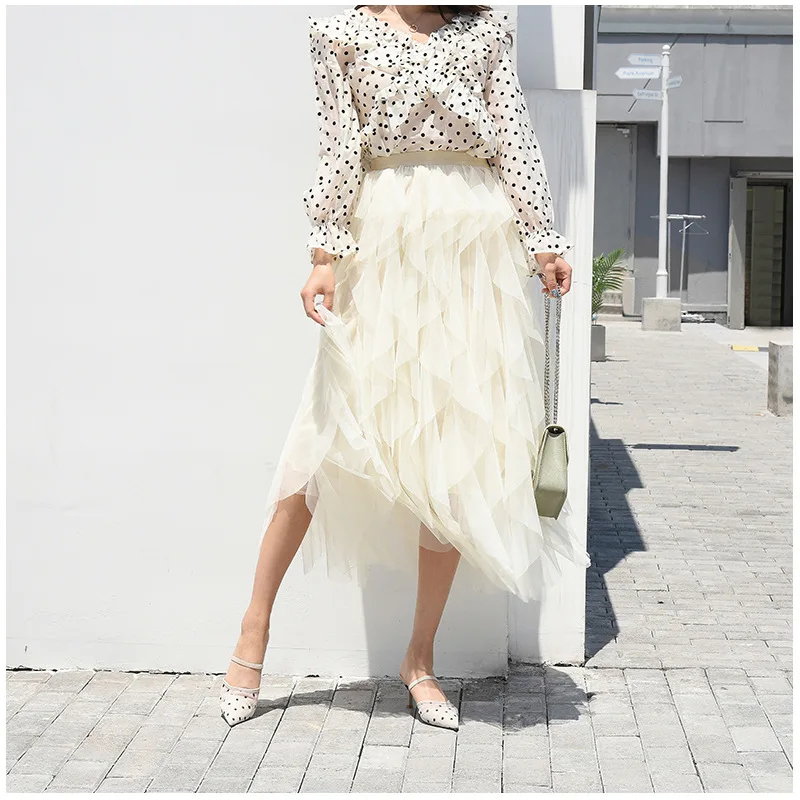 2019 Женская длинная юбка макси мягкая Тюлевая эластичный пояс юбки вечерние Бохо