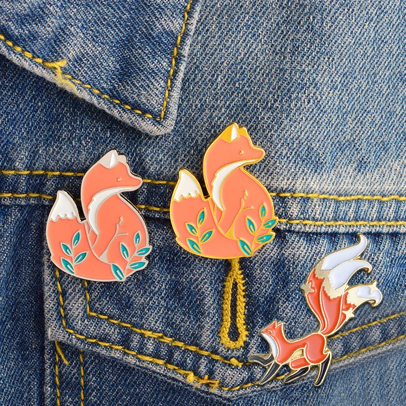 Броши в виде животных маленькие лисички большой хвост лесные лисы мультфильм