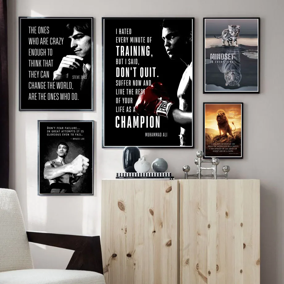 ZT1147 мотивационный постер с цитатой на тему Мухаммеда Али Джобса кошки HD картины