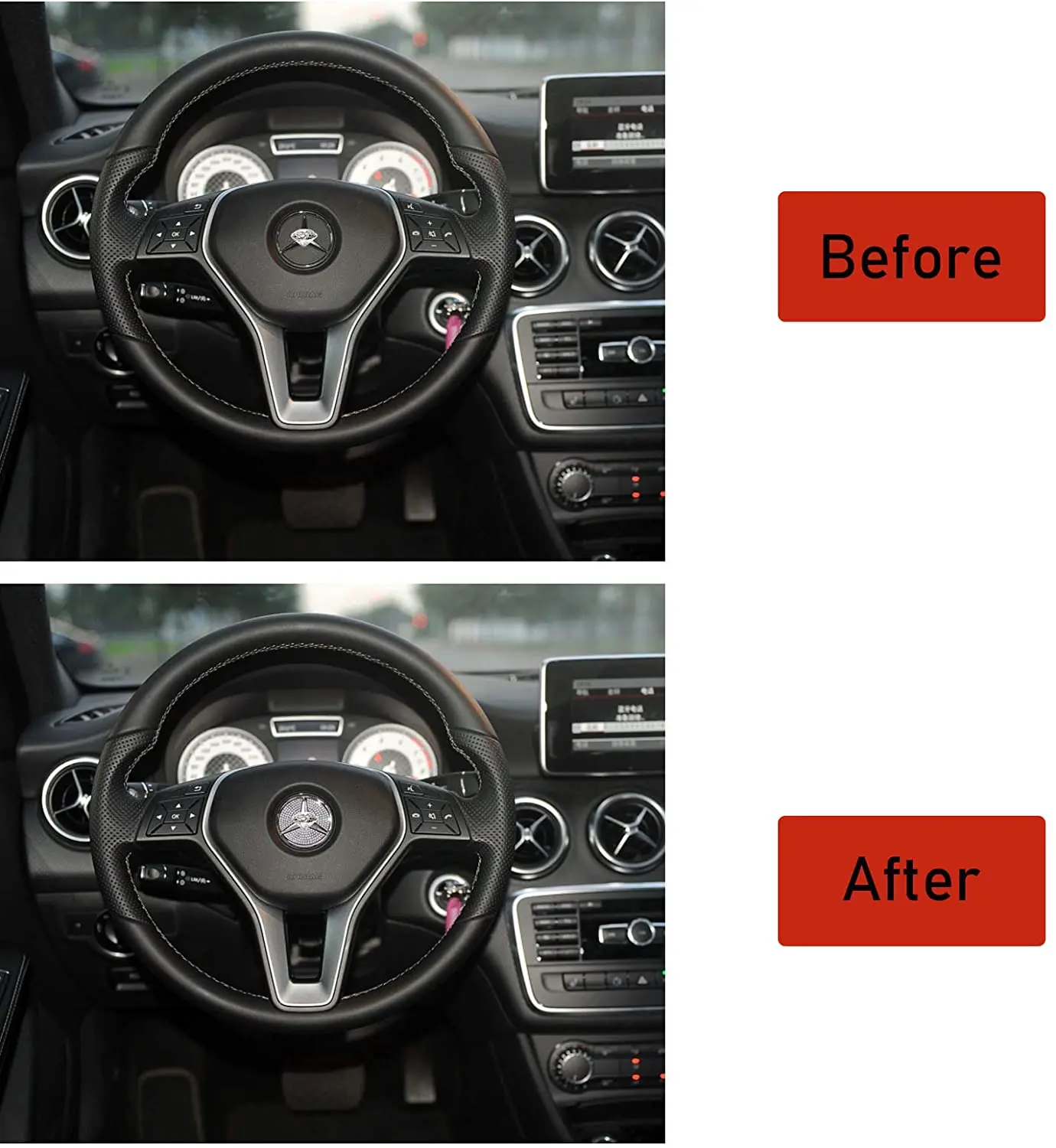 Автомобильная эмблема рулевого колеса кристальная Алмазная наклейка для Mercedes Benz