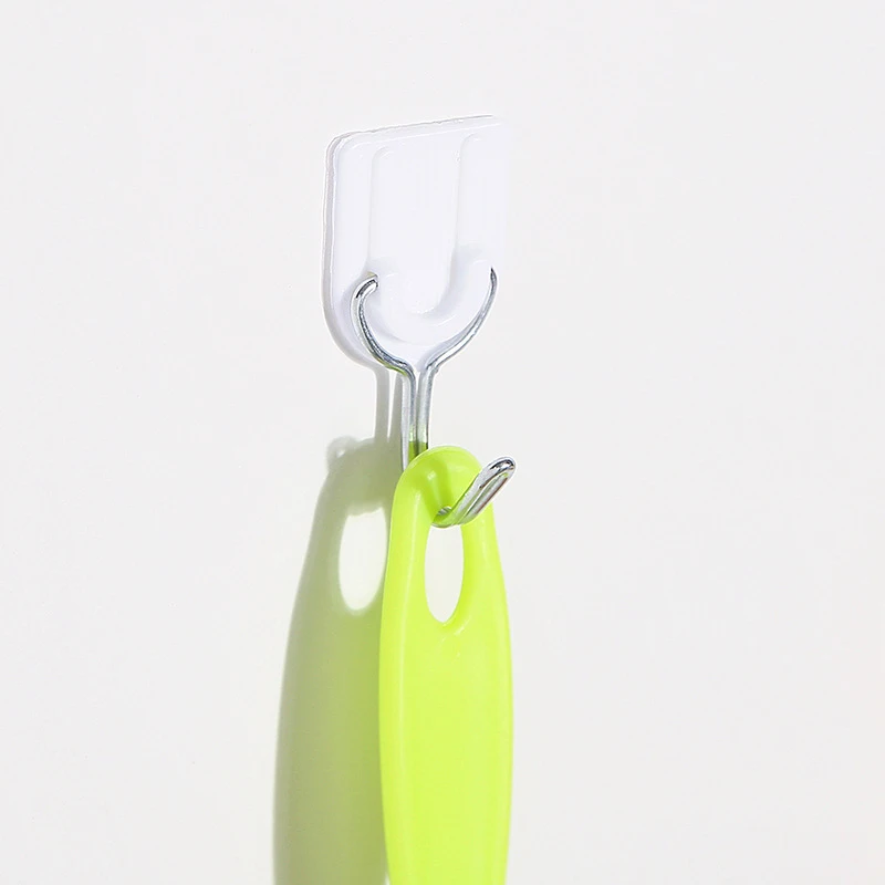 

1pcs Creative Wall Mounted Strong Adhesive Hook Stainless Steel Kitchen Bathroom Door Sticky Hanger Holder White Hooks 2021