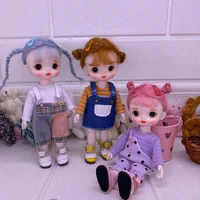 17cm mohair bjd doll 15 movable joints smile face diy bjd dolls with wig bjd toy handmand make up mini toys gifts for girl toy