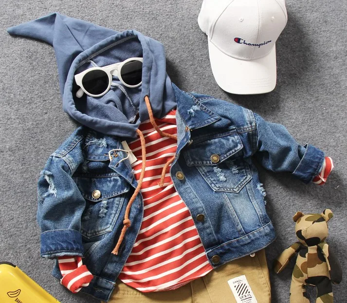 Куртка для мальчиков с рисунком из джинсовой ткани вышивкой 1 шт. осени 2019|Куртки