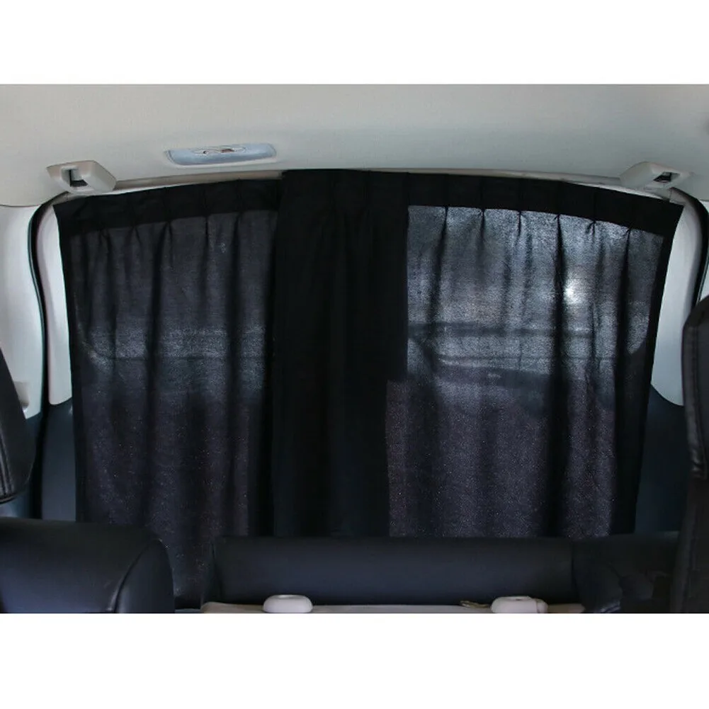 

UV Protector Car Curtains 2Pcs Accessory Black Foldable Parts Polyester
