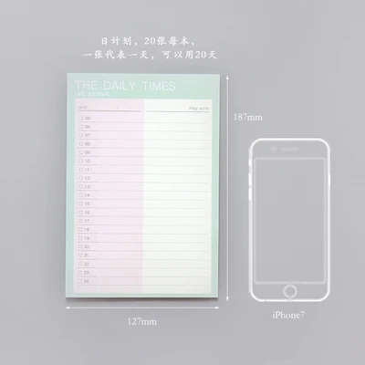 daily plan green Блокнот kawaii ежедневный Еженедельный ежемесячный годовой календарь планировщик организатор расписание журнал книга школа А4 цветок - Цвет: daily plan green