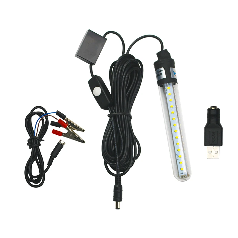 6.5W 5v-12v 650 lumens LED diving fishing light 6-sided underwater fish hunting with 5m cable supports battery connection |