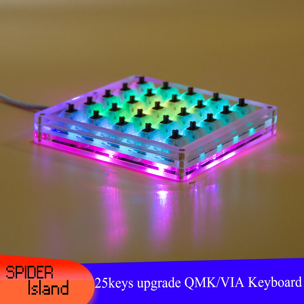 Механическая клавиатура марко Hotswap QMK 25 клавиш RGB мини игры макропад черно белая