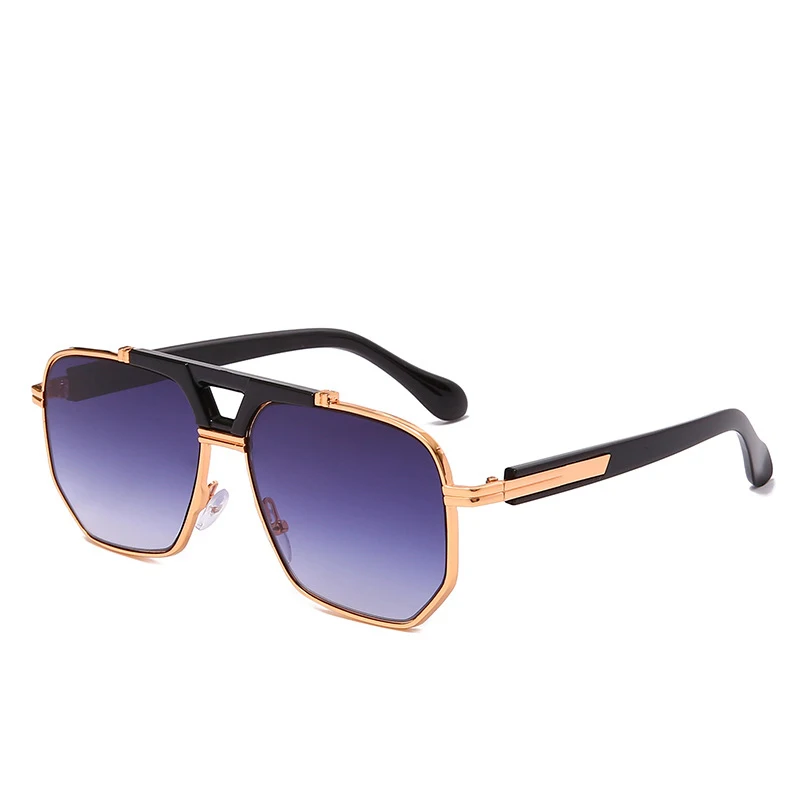 

Flat Top Oversized Men Sunglasses Brand Designer Women Classic Sun Glasses Metal Vintage UV400 Reflective Square Eyewear Oculos