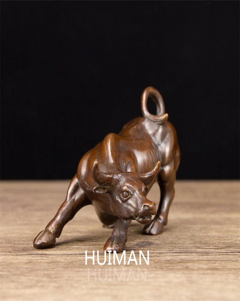 

Wall Street Bronze Fengshui Wealth Fierce Bull OX Statue Metal Crafts Family Decorations