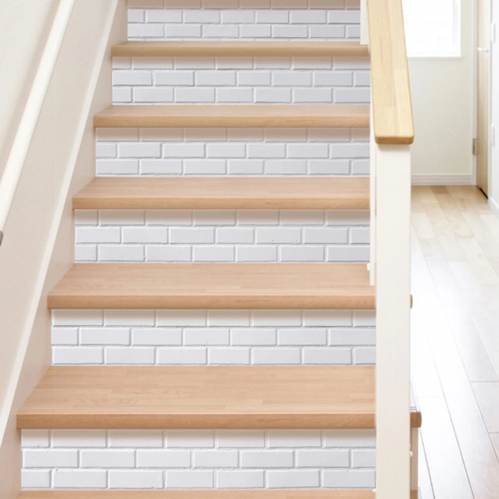 Белая кирпичная кладка лестница стикер стены плитка для ванной и кухни