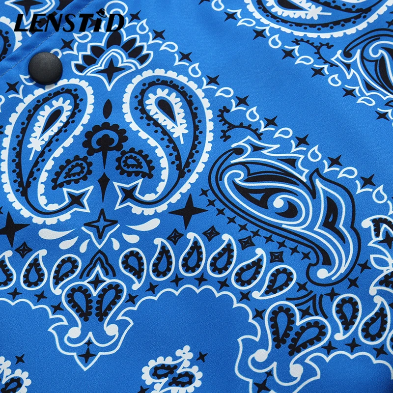 Мужская одежда LENSTID хип-хоп бандана узор Пейсли куртки-бомберы ветровка Harajuku
