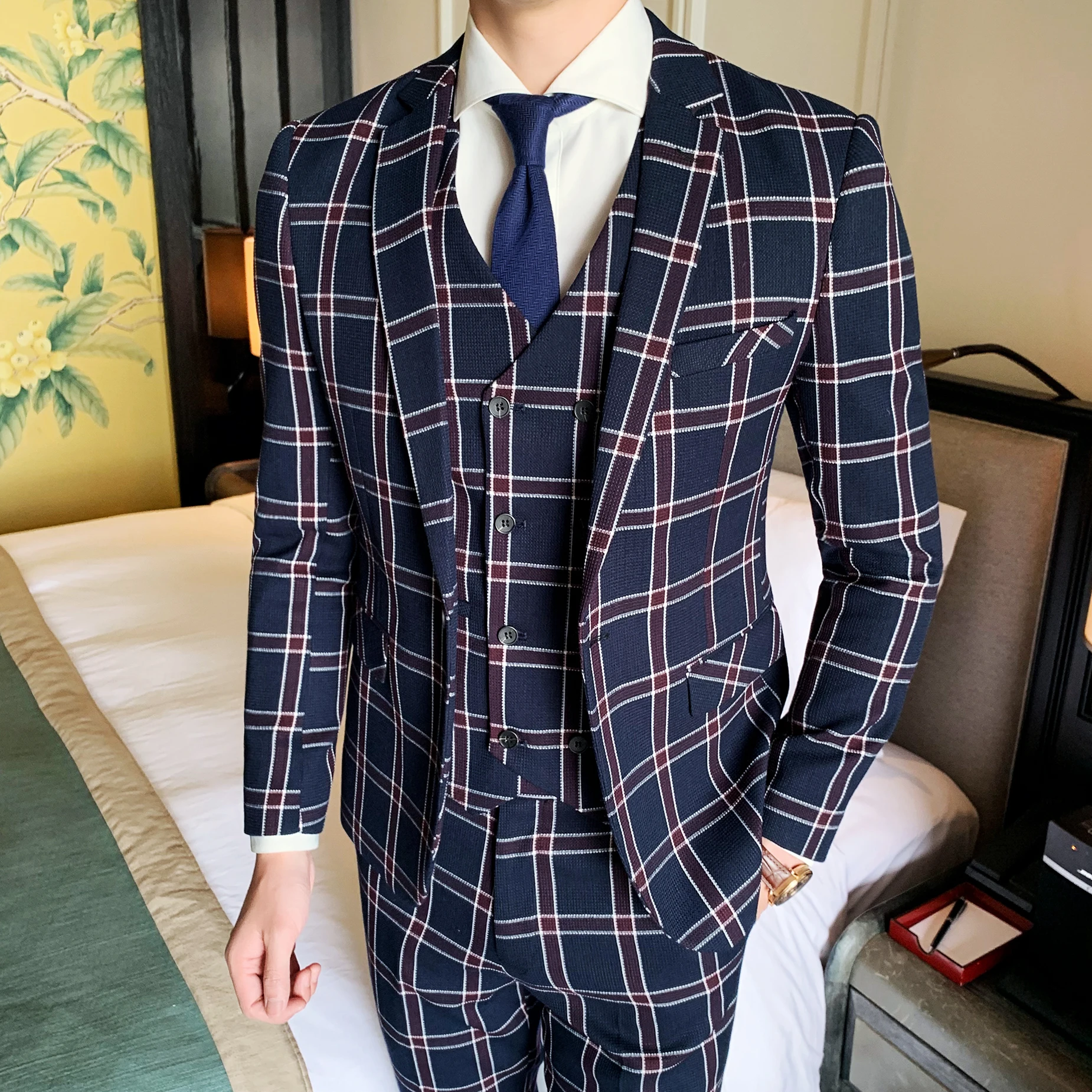 

Британский Стиль клетчатые костюмы мужские s Peaky Blinder костюмы 3 шт КУРИТЬ Para Hombre вечернее платье мужской свадебный костюм 2019 дизайнер