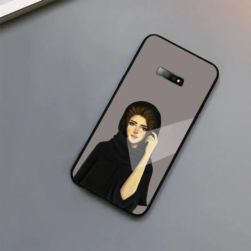 

Arabic Hijab Girl Queen Crown Phone Case Tempered glass For Samsung S6 S7 edge S8 S9 S10 e plus note8 9 10 pro