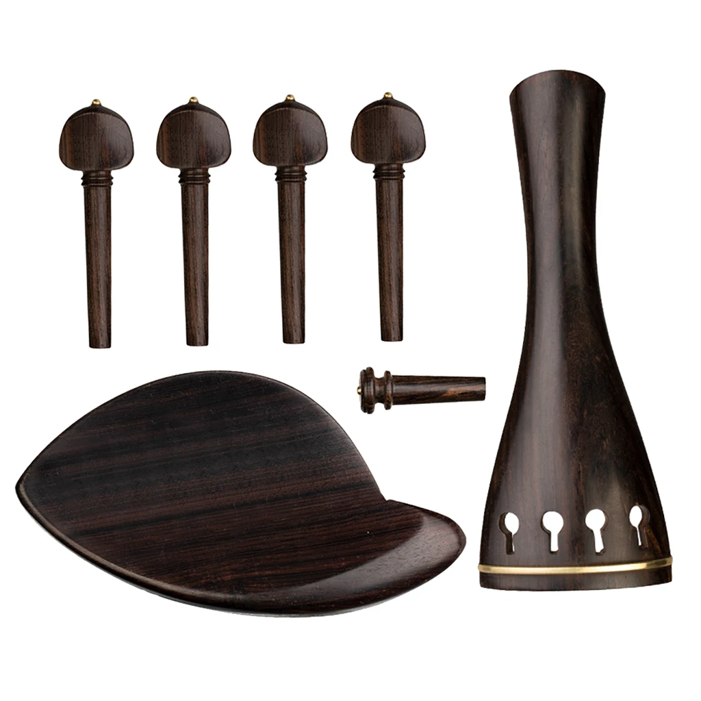 

MagiDeal Ebony 4/4 Violin Tailpiece & Tuning Pegs & Endpin & Chin Rest Set Accs