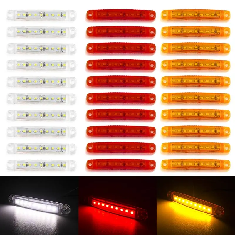 10 шт. боковые габаритные огни для прицепа грузовика 9 светодиодов 12 В 24 красный