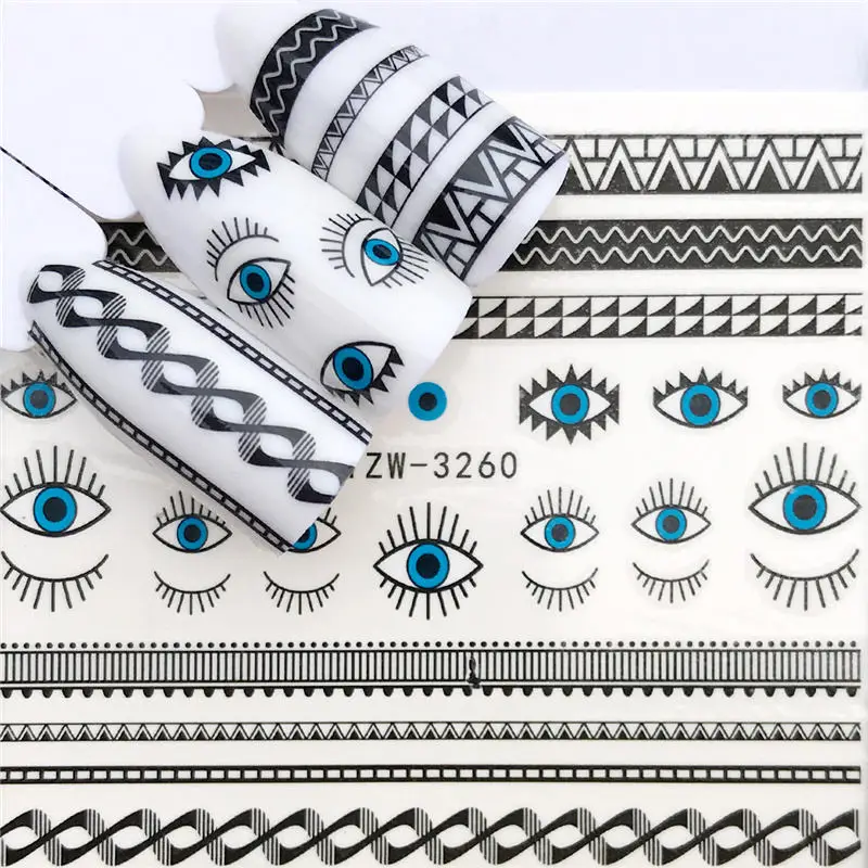

LCJ 1 PC Black Flower / Eye/Lace Fairy Designs Water Transfer Sticker Nail Art Decals DIY Fashion Wraps Tips Manicure Tools