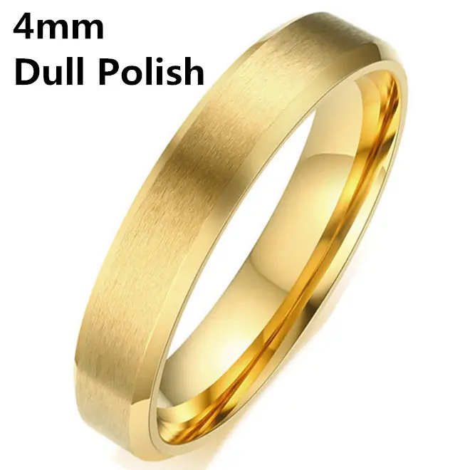 4mm Dull Gold 8 мм Яркий польская серебро Цвет Титан кольцо для Для мужчин - Цвет основного камня: 4mm Dull Gold