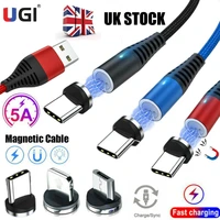 ugi uk stock 1m 5a fast charging magnetic cable for ios type c usb c micro usb cable android for samsung oneplus xiaomi redmi