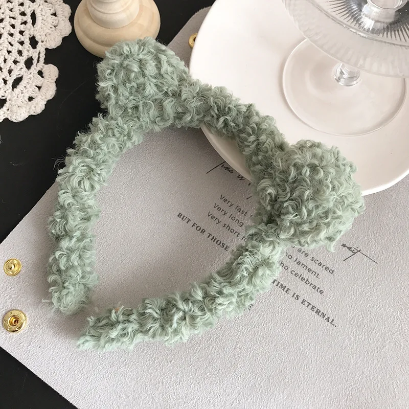 

Korean Lambswool Hairband for Lady Solid Color Little Bear Ear Keep Warm Women Hair Hoop Winter Go Out Accessories Headdress