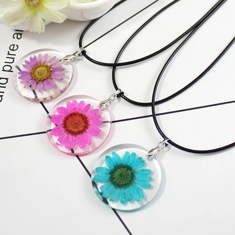 Модное ожерелье с сушеным цветком хрустальное хризантемой гелиевый образец