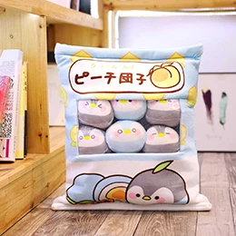 Penguin Милые животные пудинг плюшевые игрушки Мини Круглые шарики цыпленок медведь Пингвин кролик мешок плюша 8 шт. пищевые игрушки для перекуса плюшевая подушка - Цвет: Penguin