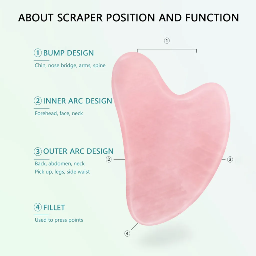 

New Natural Stone Massage Ice Rose Quartz Massager Facial Neck Therapy Scraper Health Care Massager For Face Neck Body Guasha